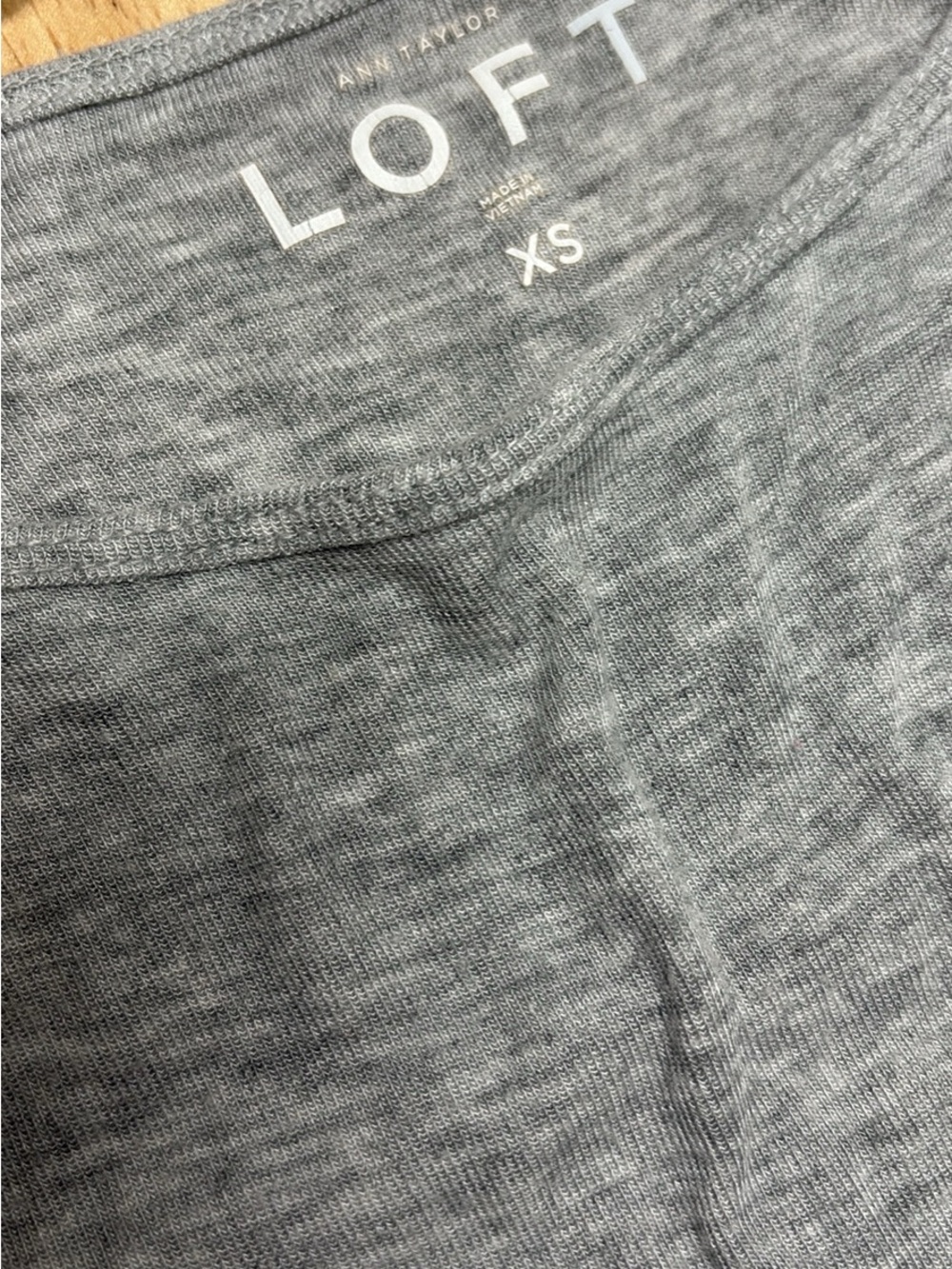 LOFT Gray Ribbed Knit Crewneck Top